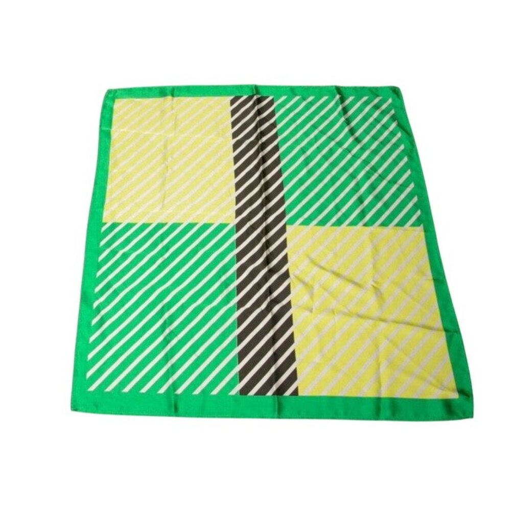 Vintage Scarf Geo Metro Color Block Geometric Stripes Yellow Green Black White
